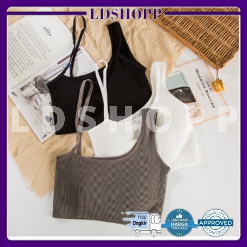 LDS Bra 853 tanktop crop top tali samping Korean Cross Tank Top Stylish Wanita Toga Padded Tanktop Crop Tanktop Bra With Cup Tanpa Kawat Import