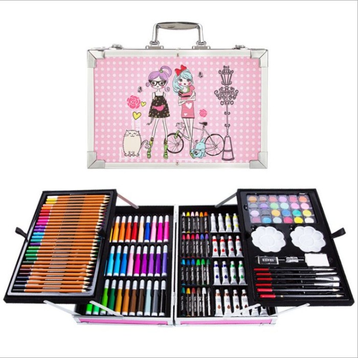 

[COD] CRAYON ART SET / KOPER SET CRAYON MEWARNAI / ALAT LUKIS ANAK 145PCS - PINK-Girl