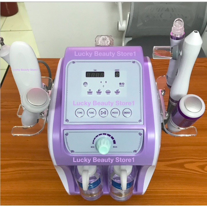 Terbaru alat facial 6 in 1 hydra dermabrasi hydro peel penghilang komedo skin scruber oxygen spray rf bio lifting ultrasound ultrasonic serum detox hont and cold panas dingin