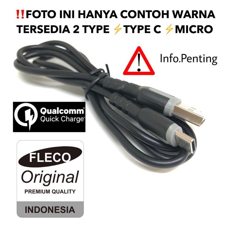 Kabel Data Fleco QC-100S Fast Charging 2.4A Micro Dan Type C Kabel Charger Murah Meriah FastCharging 2.4A Promo By Sen