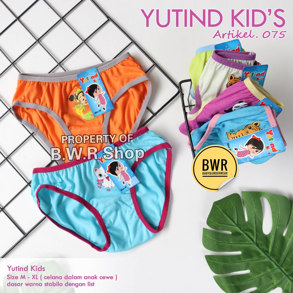 [ 6pc ] CD Anak Yutind 075 Stabilo List / Celana Dalam Anak Perempuan Yutind Kids List Warna | Bwr