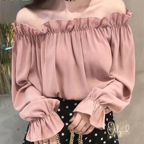 S-XXXXL ANDANA Baju sabrina Baju Atasan Sabrina Wanita Jumbo Crop Top Korean Style Blouse Lengan Pan