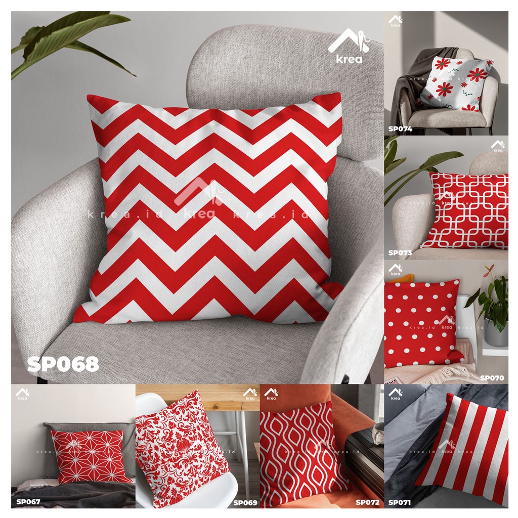 SARUNG BANTAL SOFA MERAH PREMIUM MINIMALIS 40x40 45x45 50x50 MOTIF 5