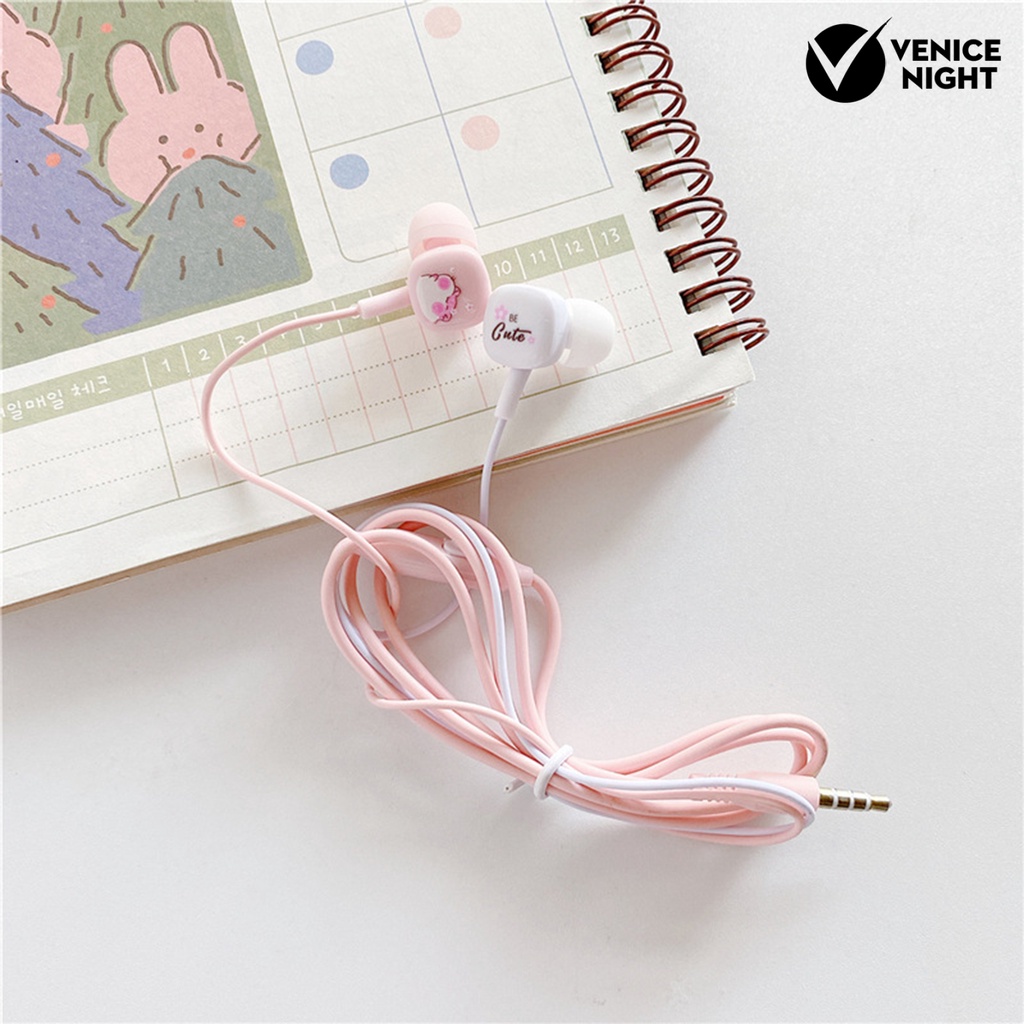 (VNEP) (Berkabel) Universal Headphone Stereo Bass In-ear Headset Headphone dengan Kotak Penyimpanan Kartun untuk Musik