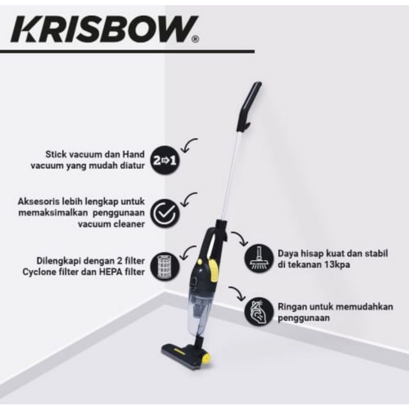 Krisbow Vacuum Cleaner Hand Stick Penghisap Debu Kering 400 Watt