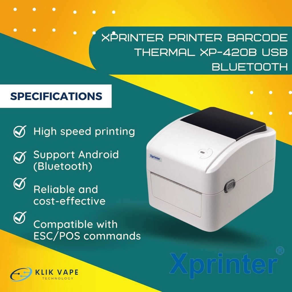 Printer Resi - Printer Resi Shopee - Xprinter Printer Barcode XP-420B - USB BLUETOOTH Cetak Label Alamat
