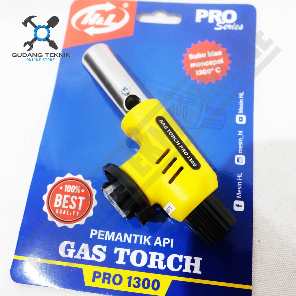 Gas Torch HNL H&amp;L HL PRO 1300 BUTTON TRIGGER / Kepala Pematik Api Gas Portable - Flame Gun Blow HNL HL1300