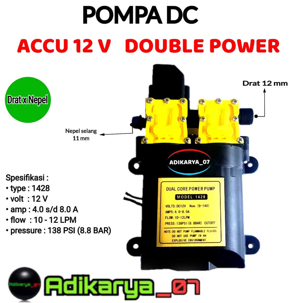 Pompa dinamo dc 12 v pompa dinamo tangki sprayer elektrik mesin pompa dinamo cba138 psi 12V