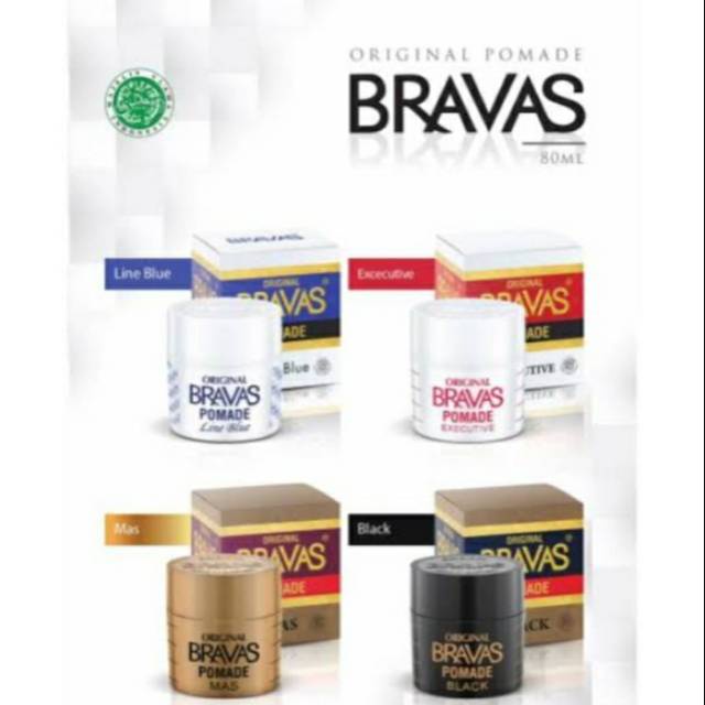 BRAVAS Pomade Brilliantine Minyak Rambut Line Blue Executive / Mas / Black 80G BRASOV