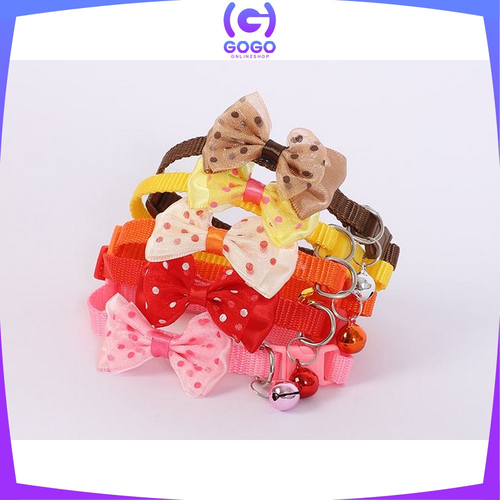 GOGO-C567 Kalung Kucing Anjing Lonceng Motif Polos Pita Love / Kalung Pita Lonceng Aksesoris Hewan Peliharaan