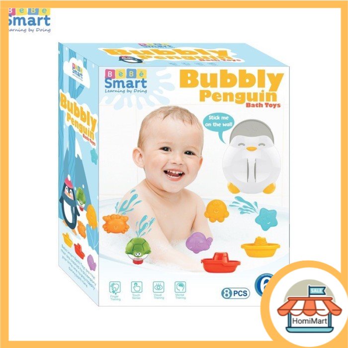 homimart I BEBE SMART MAINAN MANDI BATH TOYS BUBBLY PINGUIN ISI 8 BBS806