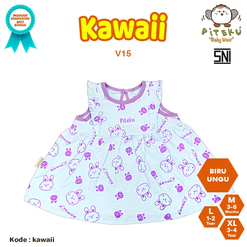 PITEKU DRESS KANCING BELAKANG KAWAII V15