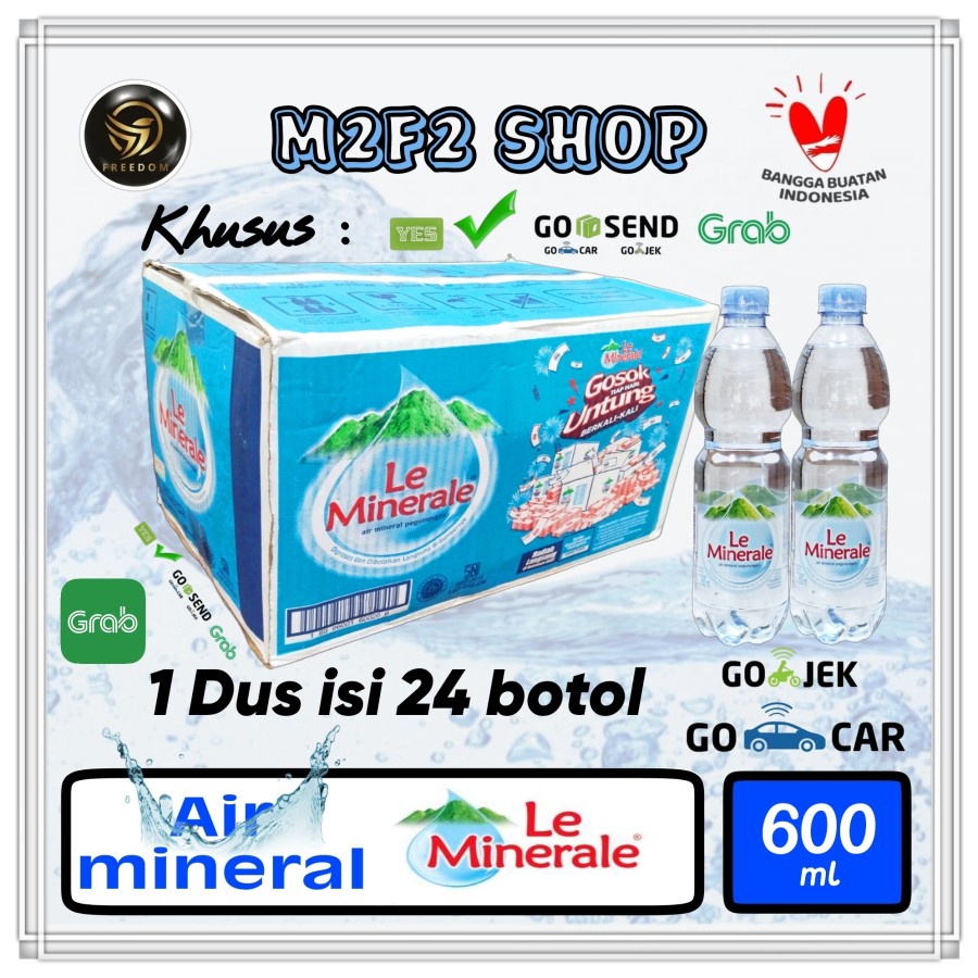 

Air Mineral Le Minerale Botol Tanggung Plastik Pet - 600 ml Kemasan Karton (Khusus Bluebird/Gojek/Grab)