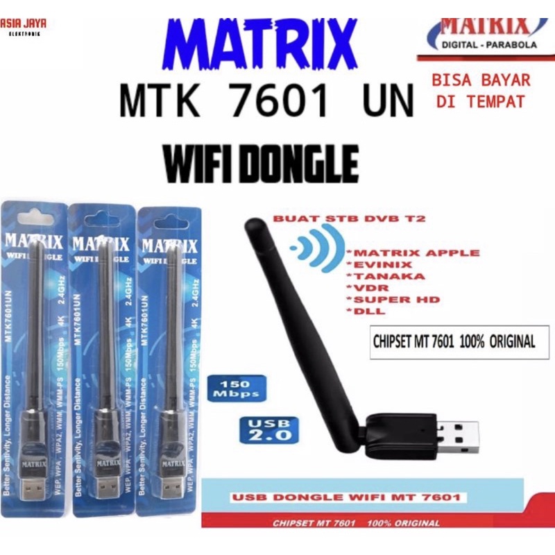 USB WIFI DONGLE MT-7601 MATRIX Set Top Box DVB T2 TV Digital High Speed 150mbps Adaptor Youtube