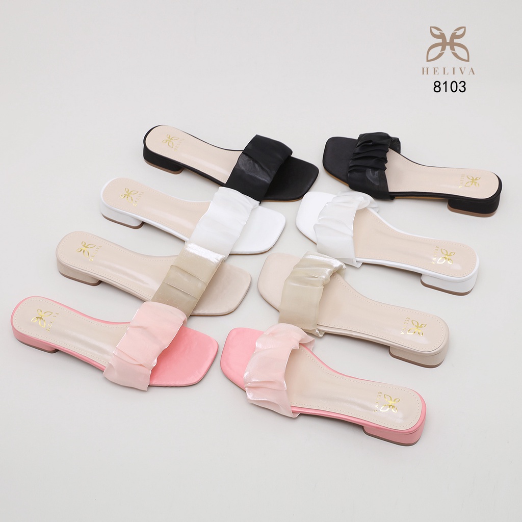 HELIVA KIARA Flat Shoes Sendal Slide Teplek 2,5cm Bahan Kulit 8103 Original Brand
