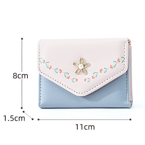 DOMPET LIPAT WANITA PREMIUM FASHION IMPORT MINI KULIT BIRU STRAYA WA607B2 KEKINIAN PENDEK BRANDED BATAM CEWEK KOREA MURAH KARTU KOIN KECIL REMAJA SIMPLE LUCU