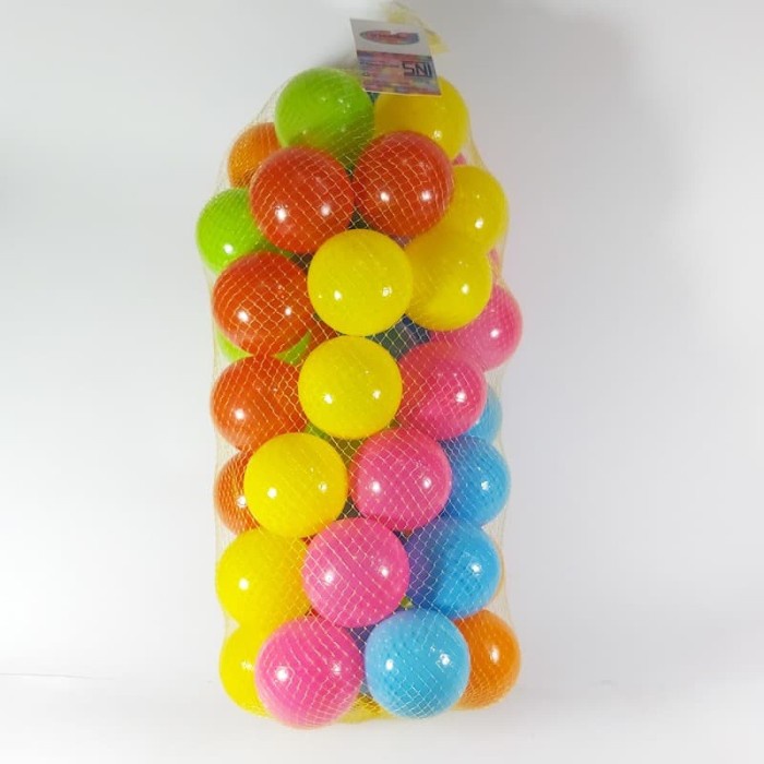 Mainan Mandi Bola Plastik Warna Warni SNI Isi 50PCS Untuk Tenda Keranjang Mandi / Kolam Anak/ride on