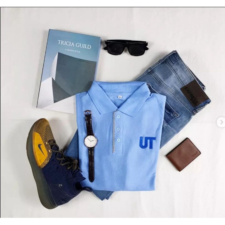 Kaos polo lengan pendek Baby Blue Universitas Terbuka Pria/Wanita