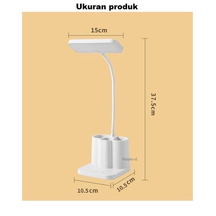 Lampu Meja Belajar LED Portable Rechargeable Flexibel Multifungsi 3 Cahaya Bisa Diredupkan