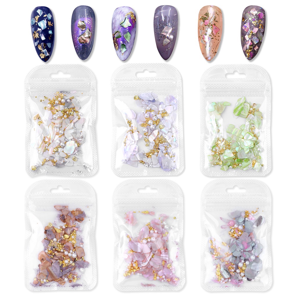 Hiasan Kuku 3D Bentuk Bintang Kerang Asimetris Bahan Metal Untuk Nail Art/Manicure DIY