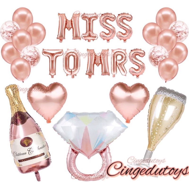 Paket balon set simple bridal shower Miss to MRS bride to be rose gold new THEME BTBRG1