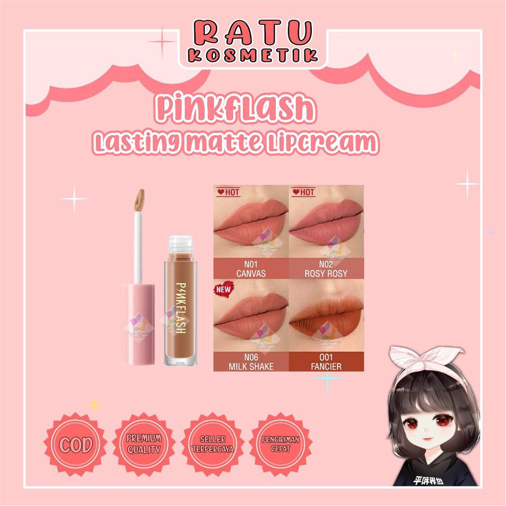 ❤ RATU ❤ Pinkflash Lasting Matte Lip Cream | Lipcream Pink Flash Oh My Kiss PF-L01