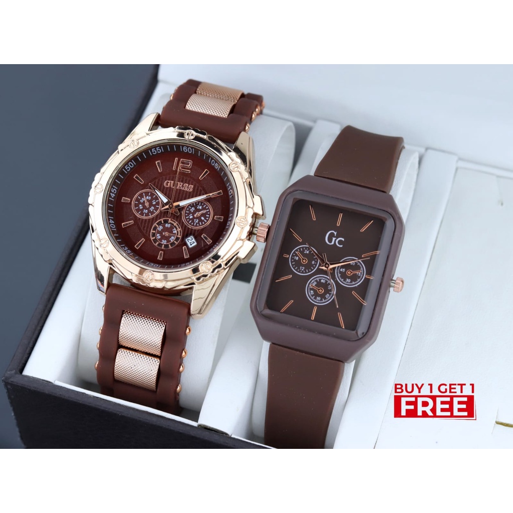 Jam tangan Wanita Strap Karet Tanggal Aktif Bonus Jam tangan Karet Analog Free Batrai