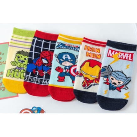 ELFYDO KS23 Kaos Kaki Socks Cowok Laki Laki Superhero Ironman Spiderman Captain America