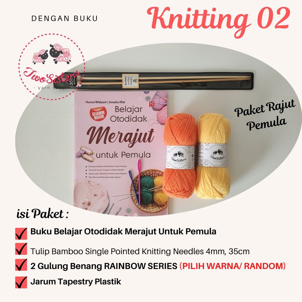 Paket Rajut Pemula/ Merajut Pemula/ Perajut Pemula - Knitting 02A