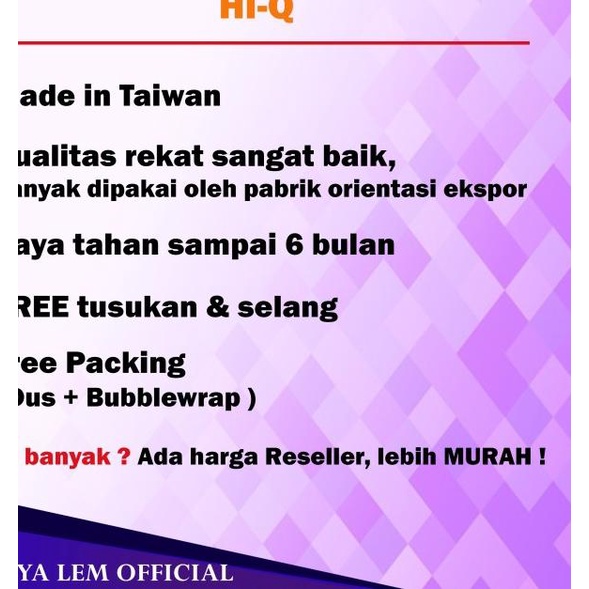 

Lem korea hi q / lem HI-Q / Lem serbaguna / Lem besi isi 50 pcs