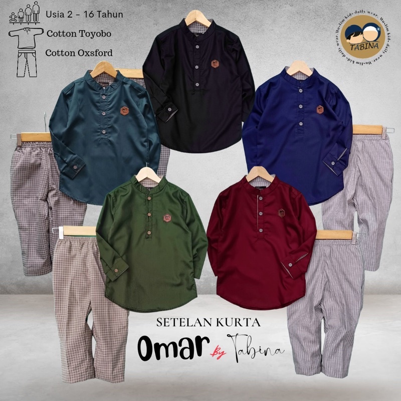 Setelan Koko Kurta Anak Sampai Remaja Laki Laki Lengan Panjang Tabina Seri Omar Usia 2 s/d 16 tahun