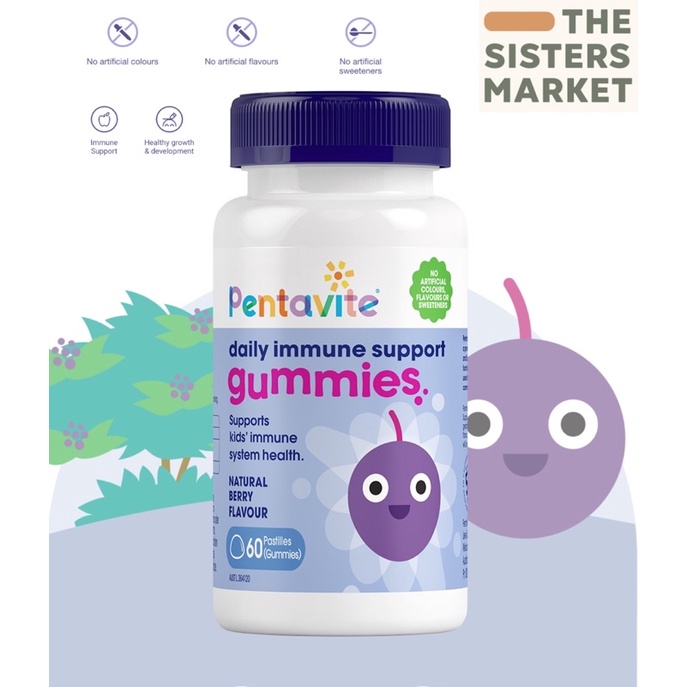 🇦🇺PENTAVITE DAILY IMMUNE DAILY KIDS GUMMIES UNTUK ANAK 2-12 TAHUN VITAMIN ANAK AUSTRALIA