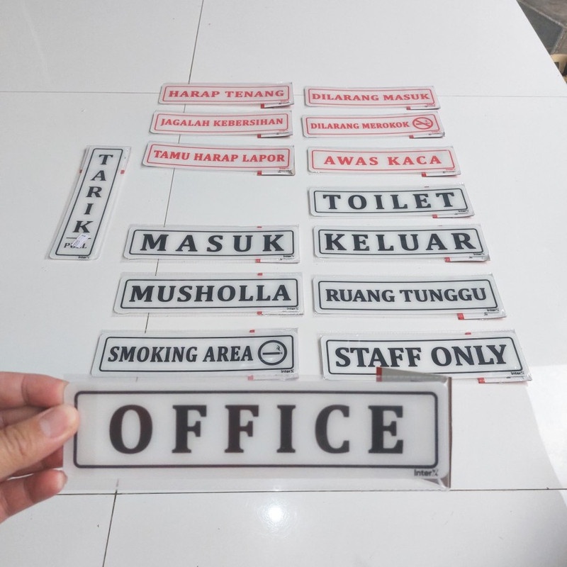 

TERMURAH! Papan Sign Akrilik Tulisan OFFICE Bahan PP 5x20cm 1 Buah