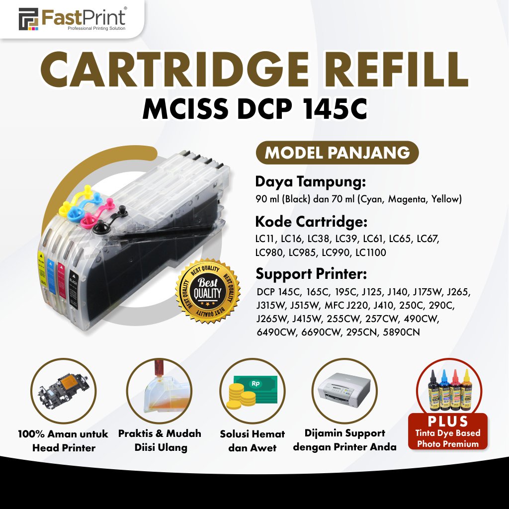 Cartridge MCISS LC38 LC39 BT DCP 145C 165C 195C J125 J140 J175W J265 J315W J515W Plus Tinta