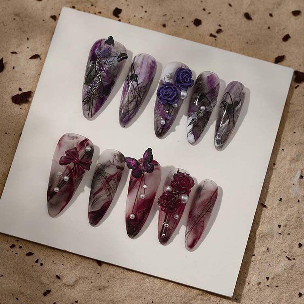 AUGUSTINA Agustina Hati Hiasan Kuku Warna-Warni Pesona Kuku Korea Nail Art Perhiasan Kuku Manicure Aksesoris