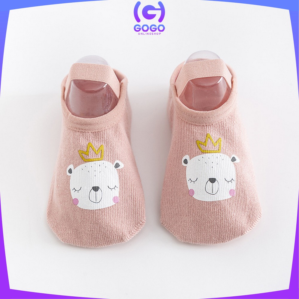 GOGO-P216 Sepatu Bayi PreWalker Kaos Kaki Anak Bayi Unisex dengan Strap Motif Kartun Hewan / Kaus Kaki Ankle Bayi / Sepatu Baby Gambar Binatang Anti Slip