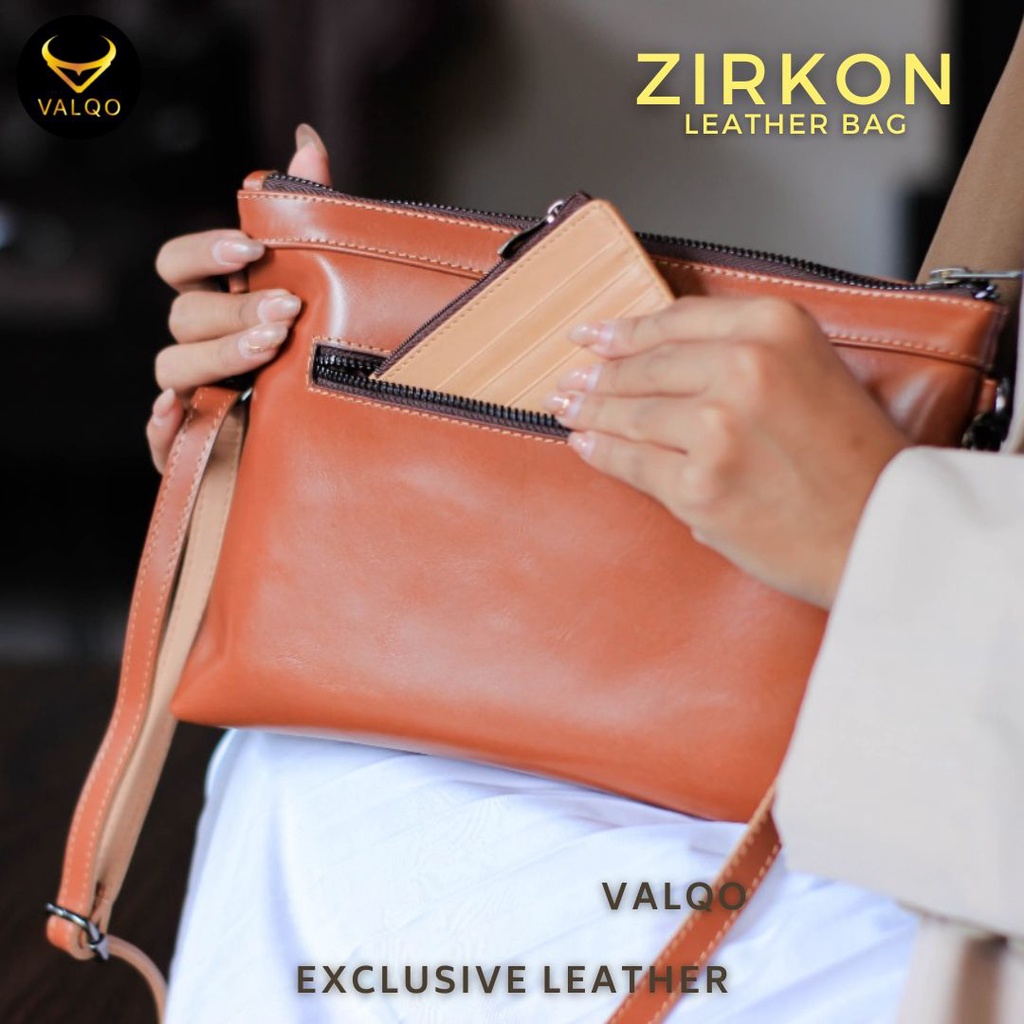 [VALQO] Tas kulit ZIRKON kulit sapi Polos Clutch Cewek Perempuan Wanita Bisa jadi tas dan pouch COD