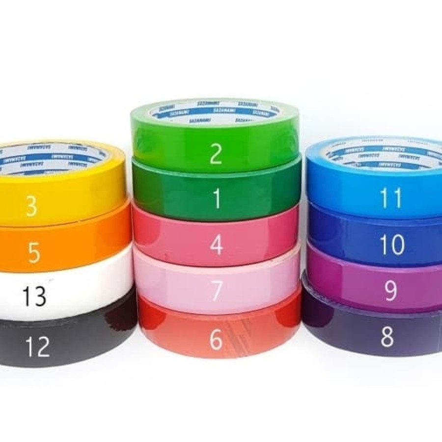 Isolasi warna 1&quot; inch 24mm x 50M sazanami @SLOP ISI 6ROLL