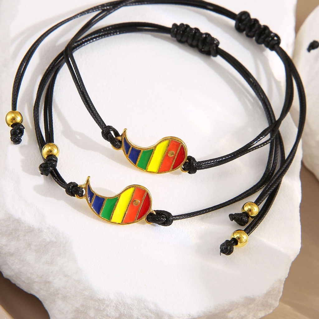 YEEZII 4pcs / set Gelang Manik-Manik Warna-Warni Pelangi Untuk Wanita