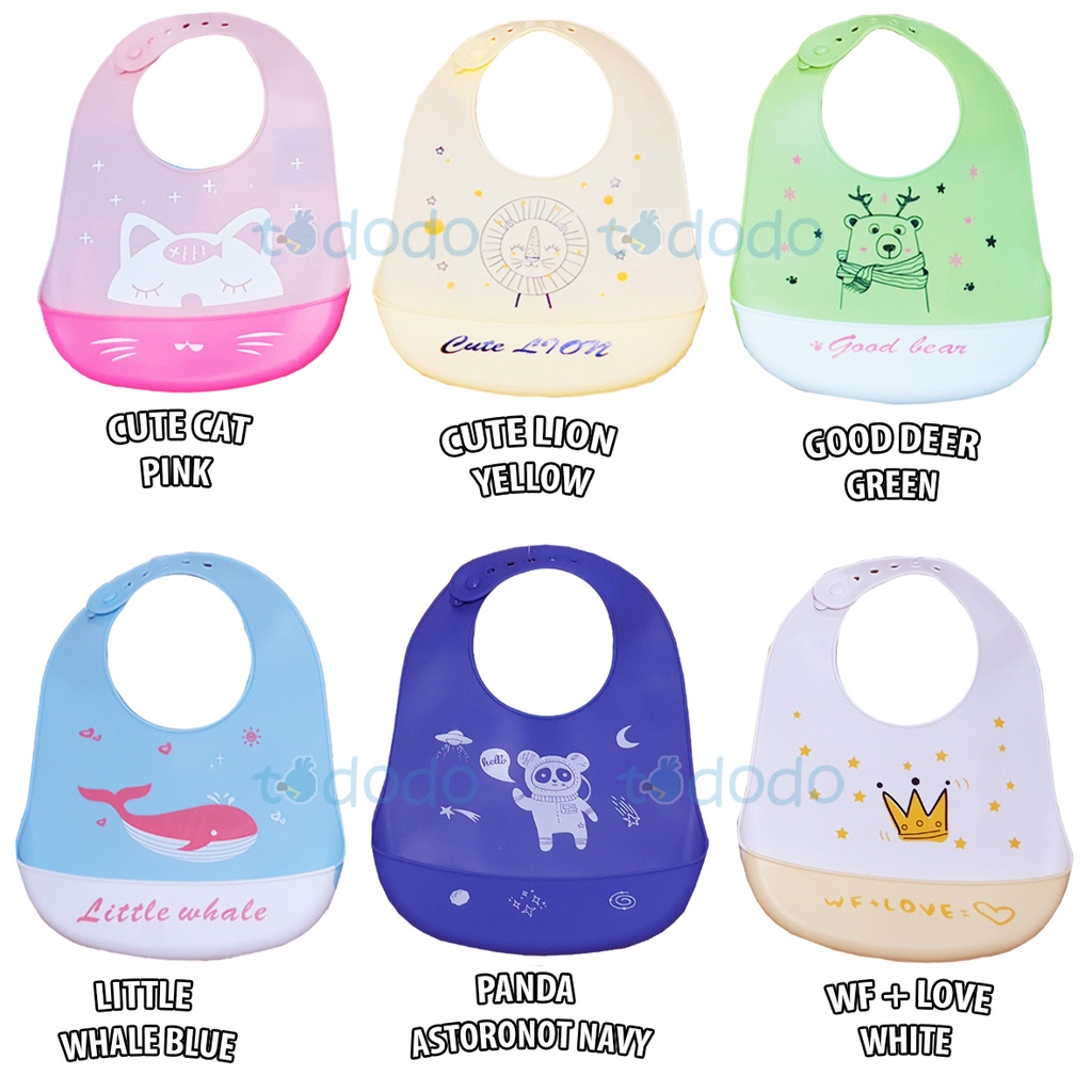 Baby Bib / Celemek Makan Bayi / Slaber Silikon Tododo Anak Bibs Karet Baby Burb Apron Silicone Anti Air