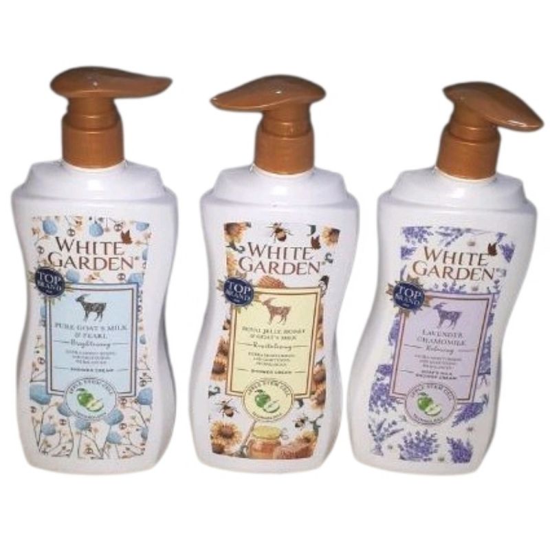 White Garden Shower Cream body wash sabun mandi Goat's milk malaysia 500ml