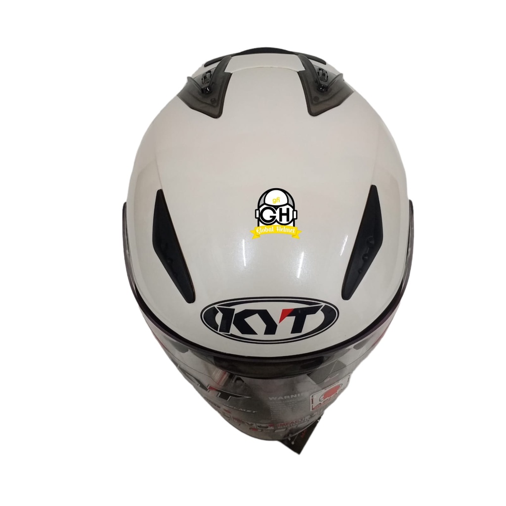 HELM KYT GALAXY FLAT R FLAT-R SOLID PEARL WHITE POLOS DOUBLE VISOR HELMET