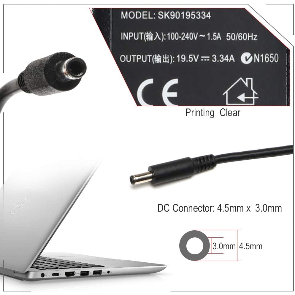 Charger Laptop Dell Inspiron 11 3000 3162 3168 3169 3162 3164 3179 3180 3185 19.5V 3.34A 65W