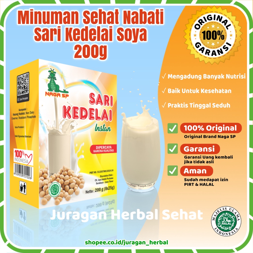 

Minuman Sehat Soya Sari Kedelai 200g Naga SP Bubuk Serbuk Minuman Nabati Herbal Sehat