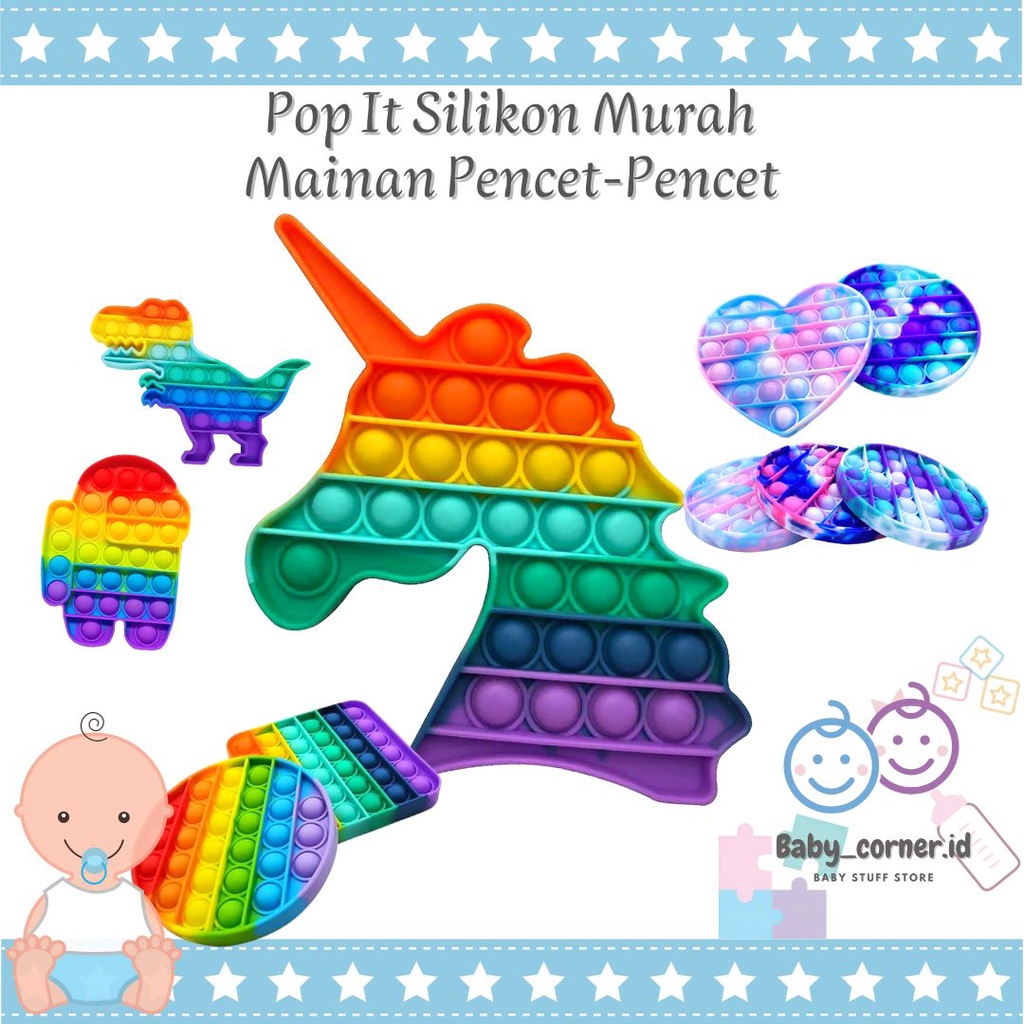 mainan pop it popit pencet-pencetan silikon bayi murah | mainan stimulasi bayi|  Mainan Sensori Anak