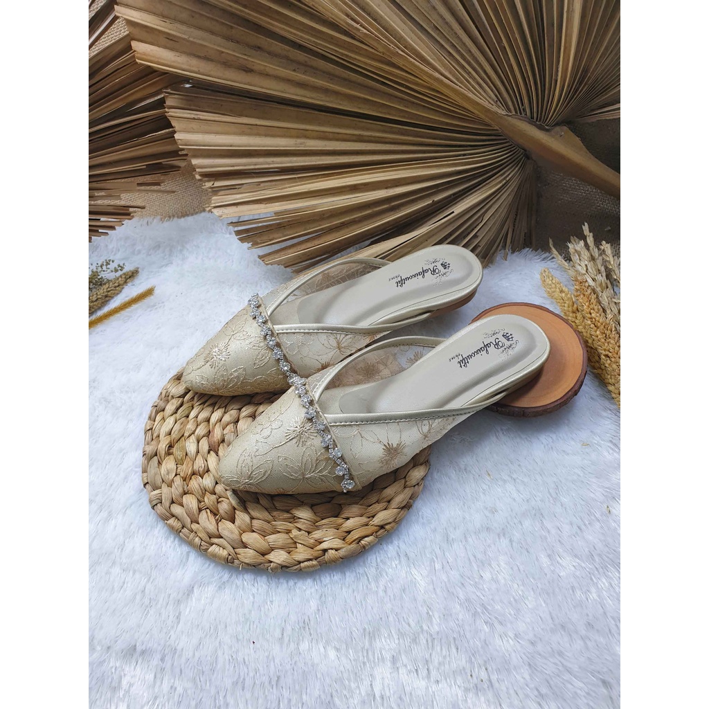 Sepatu wedding pesta annesha gold hak tahu 5cm