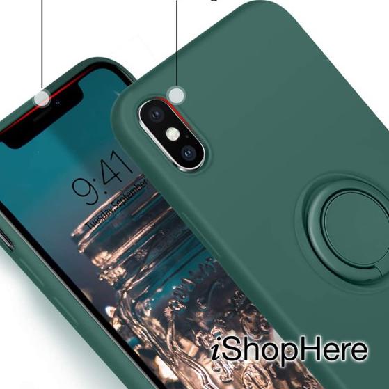 Casing Ring Holder Silicone Soft Case iPhone iPhone X XR XS Max - Hitam, XS Max
