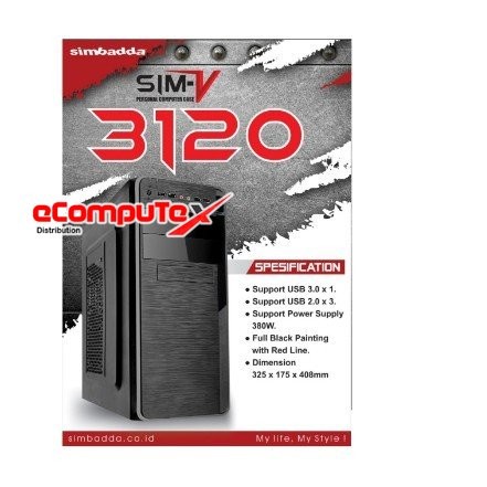 CASING PC KOMPUTER SIMBADDA SIM V3120 / CASE V 3120 PSU 380W - RESMI