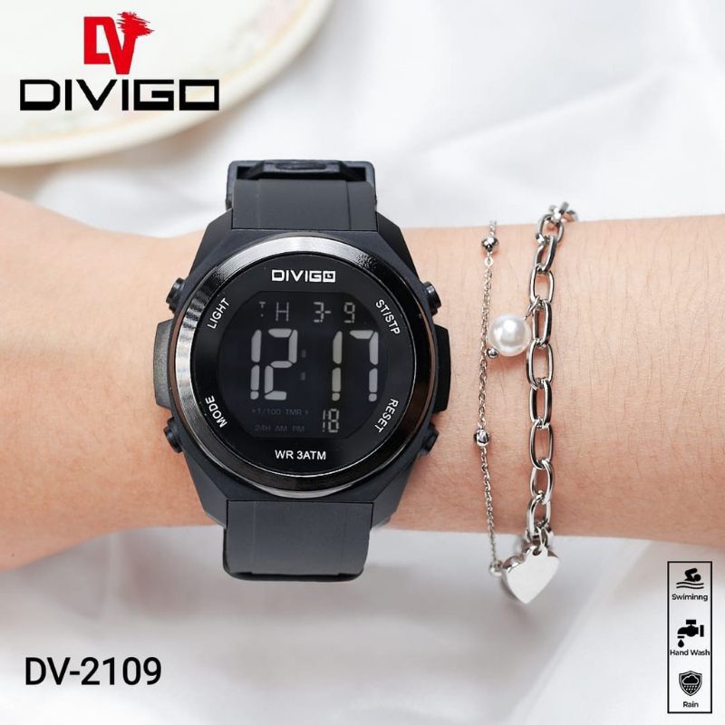 (Terima Cod)Jam Tangan Wanita Divigo Digital WR3ATM Anti air Strap Rubber/Karer(Dikirim Jakarta)