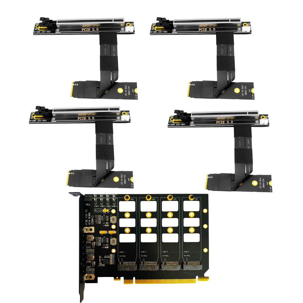 Pci-e 4.0 4x4 Ke M.2 4-Bays Expansion Card Dengan Kabel Adapter M.2 Ke PCIe X16 Untuk M.2 NVMe 2242 2260 2280 SSD Gen 4